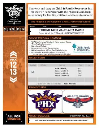 The Phoenix Suns welcome Child &amp; Family Resources!