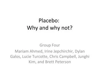 placebo why and why not