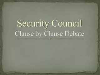 Security C ouncil Clause by Clause Debate
