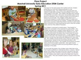 Pizza Project Marshall University Early Education STEM Center Spring 2011