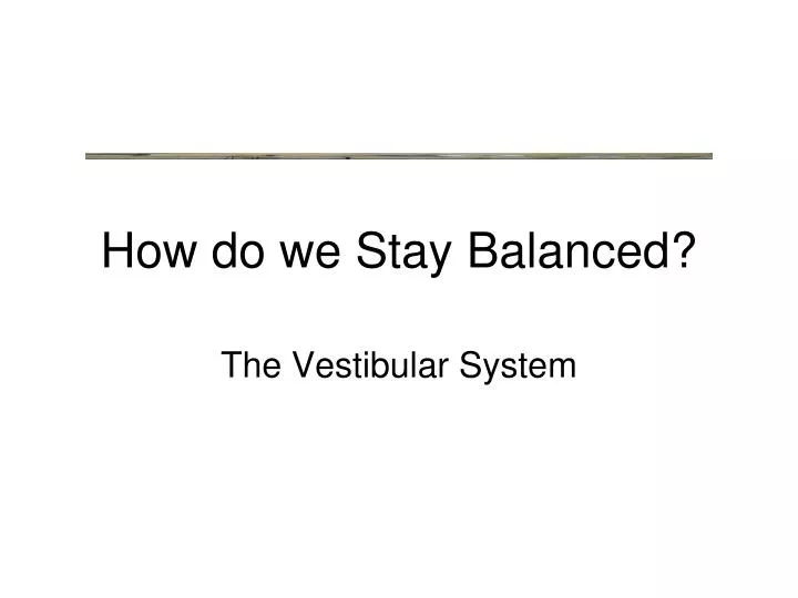 how do we stay balanced