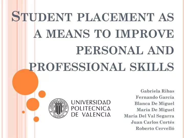 student placement as a means to improve personal and professional skills