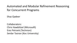 Automated and Modular R efinement R easoning for Concurrent P rograms