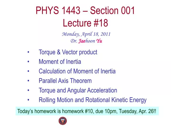 phys 1443 section 001 lecture 18