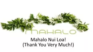 Mahalo Nui Loa! (Thank You Very Much!)