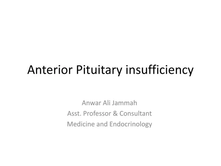 anterior pituitary insufficiency
