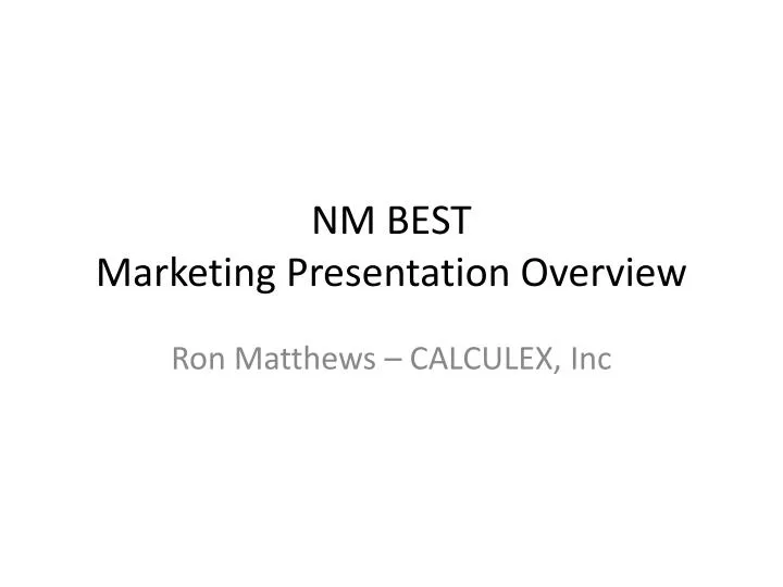 nm best marketing presentation overview