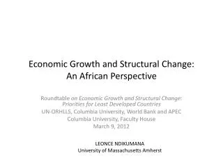 Economic Growth and Structural Change: An African Perspective