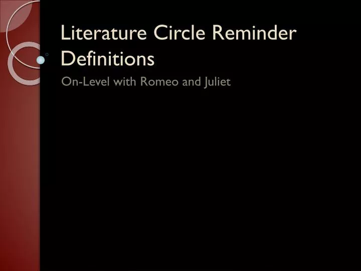 literature circle reminder definitions