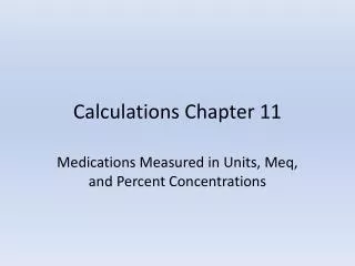 Calculations Chapter 11
