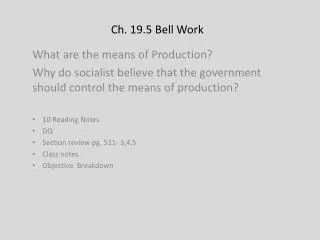 Ch. 19.5 Bell Work