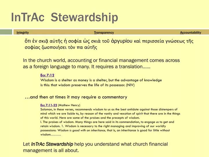 intrac stewardship