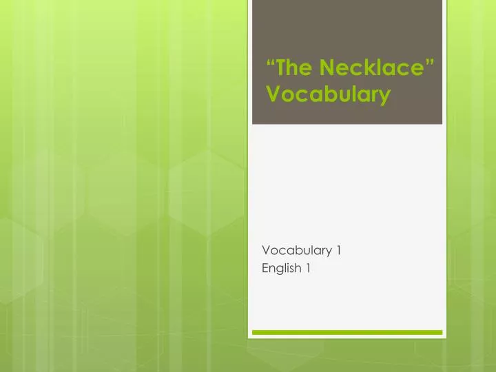 the necklace vocabulary