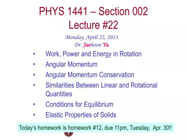 phys 1441 section 002 lecture 22