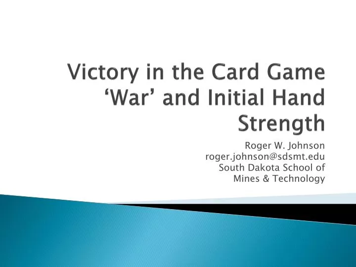 victory in the card game war and initial hand strength