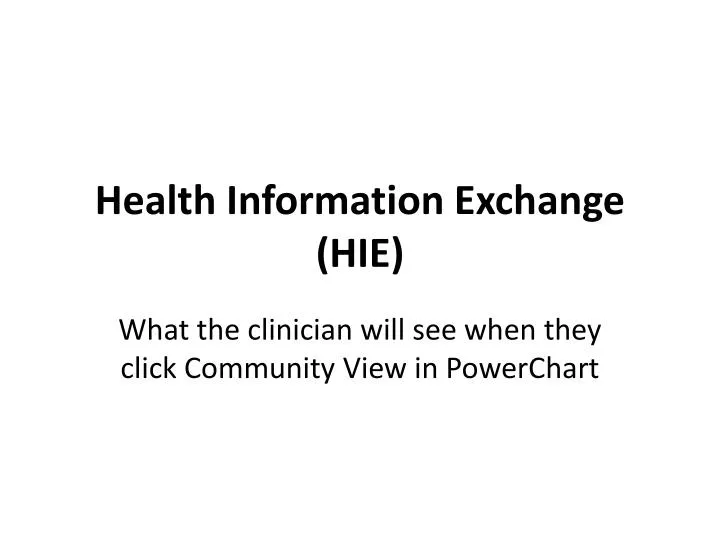 health information exchange hie