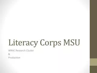 Literacy Corps MSU