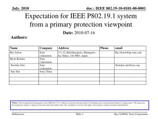 Expectation for IEEE P802.19.1 system from a primary protection viewpoint