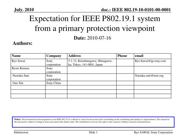 expectation for ieee p802 19 1 system from a primary protection viewpoint