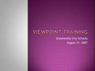 Viewpoint Training