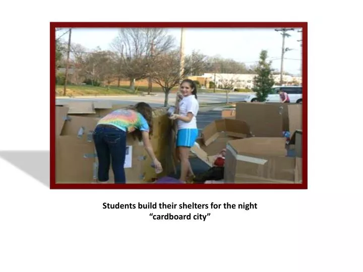 students build their shelters for the night cardboard city