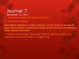 Journal 7 December 12, 2011