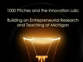 1000 Pitches and the Innovation Lab: