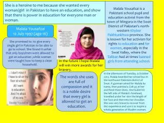 Malala Yousafzai 12 July 1997 (age 16)