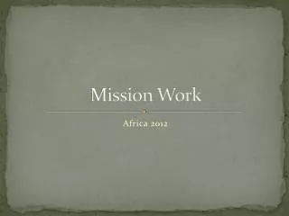 Mission Work