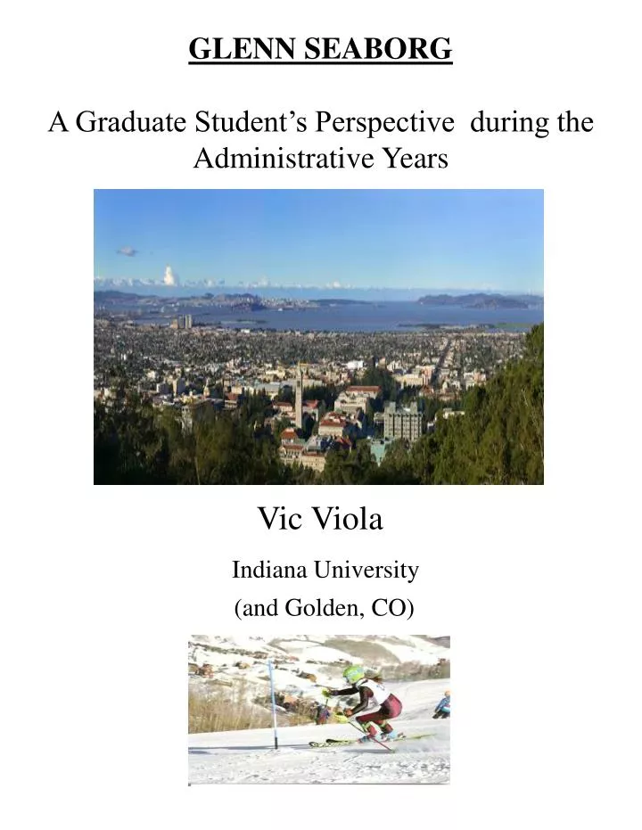 glenn seaborg a graduate student s perspective during the administrative years