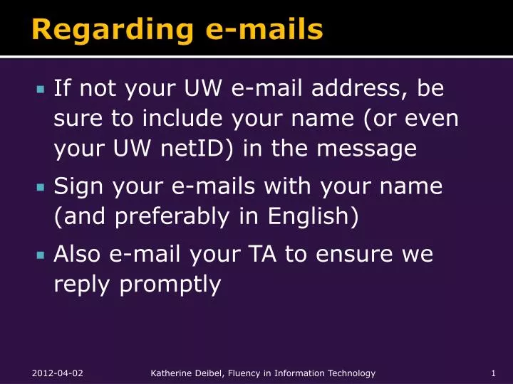 regarding e mails