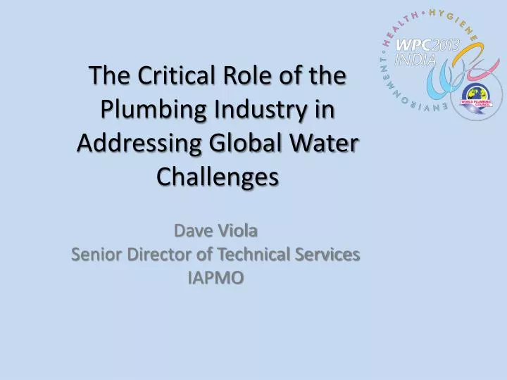 the critical role of the plumbing industry in addressing global water challenges
