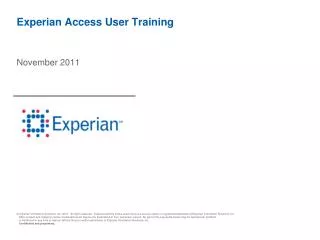 Experian Access User Training