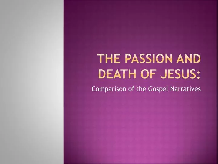 the passion and death of jesus