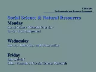 Social Science &amp; Natural Resources