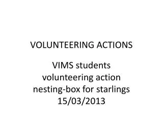 VOLUNTEERING ACTIONS