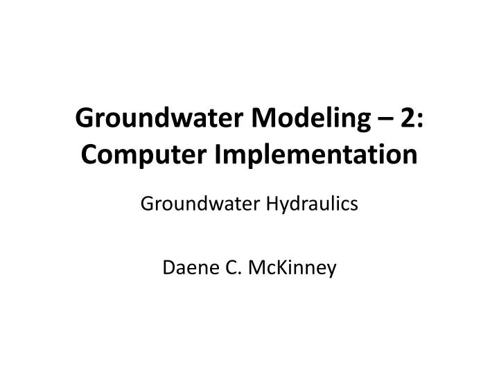 groundwater modeling 2 computer implementation