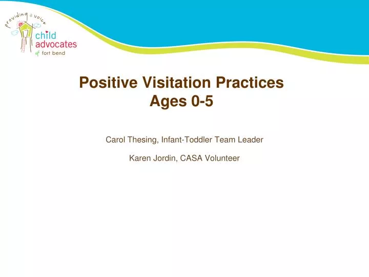 positive visitation practices ages 0 5