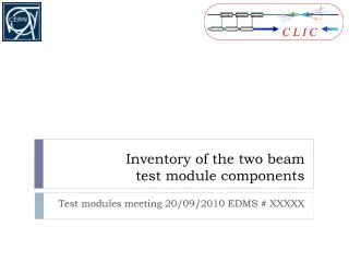 Inventory of the two beam test module components