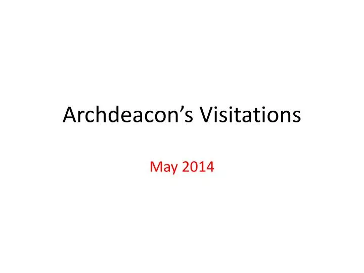 archdeacon s visitations