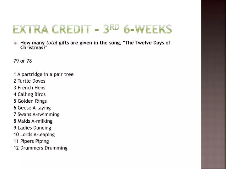 extra credit 3 rd 6 weeks