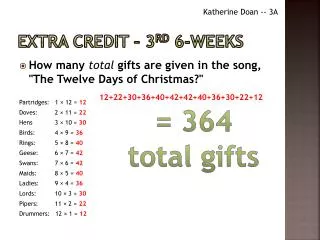 extra credit 3 rd 6 weeks