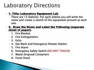 Laboratory Directions