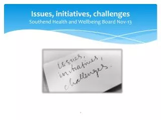 Issues , initiatives, challenges Southend Health and Wellbeing Board Nov-13