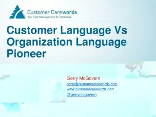 Customer Language Vs Organization Language Pioneer