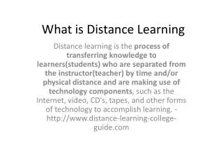 What is Distance Learning