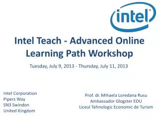 Intel Teach - Advanced Online Learning Path Workshop