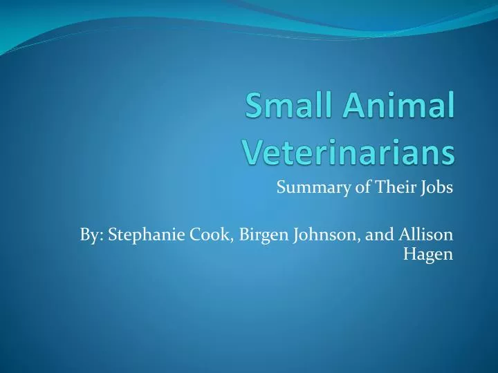small animal veterinarians