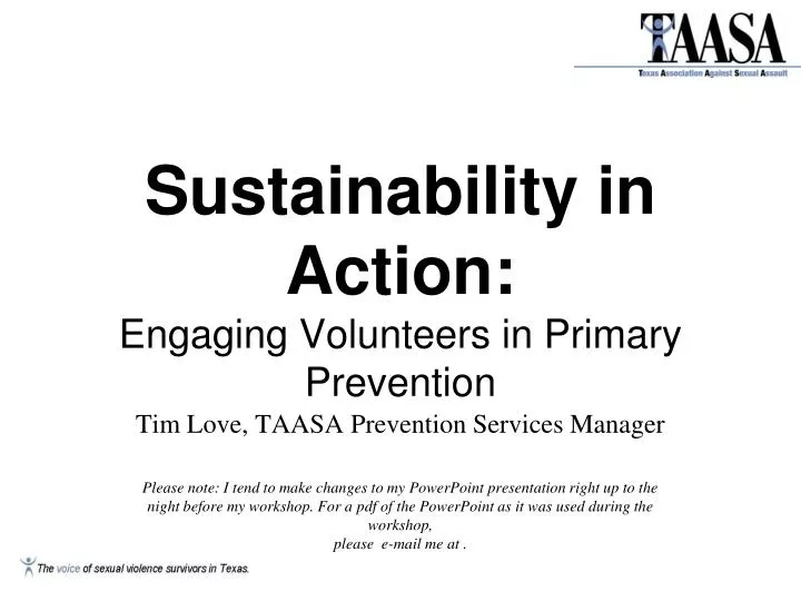 sustainability in action engaging volunteers in primary prevention