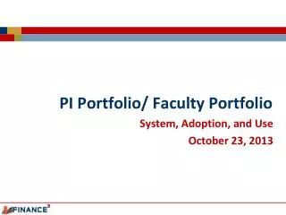 PI Portfolio/ Faculty Portfolio